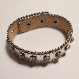 Vintage Adjustable Silver & Rhinestone Bracelet